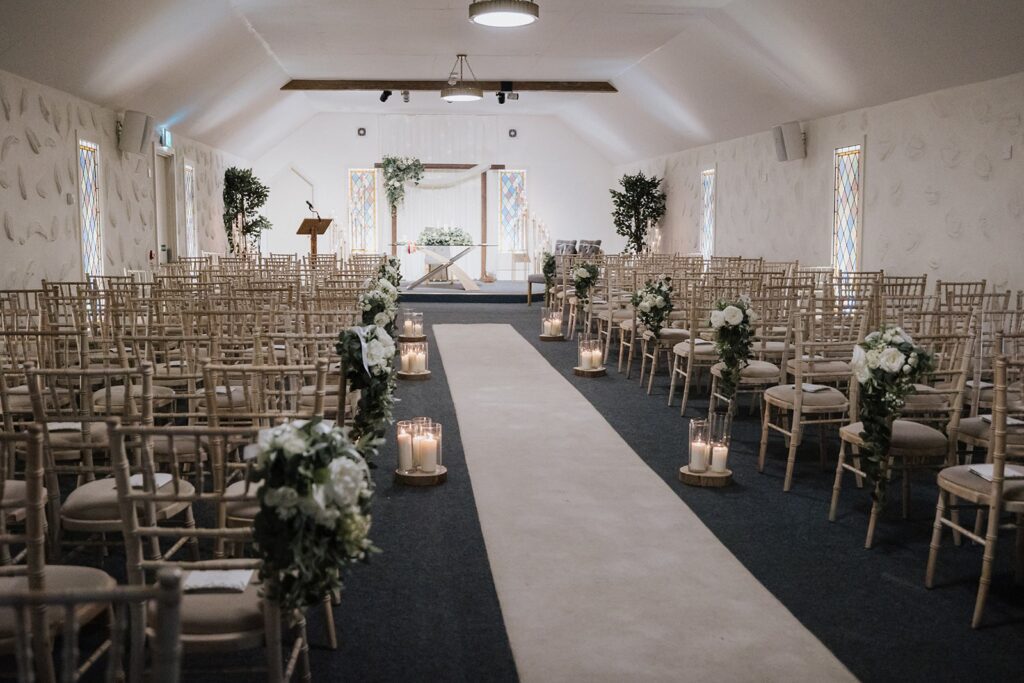 Civil ceremony set inside the Granary at Rathsallagh